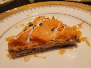 Close up of the house-smoked trout rillette served at afternoon tea at Toronto's Clockwork.