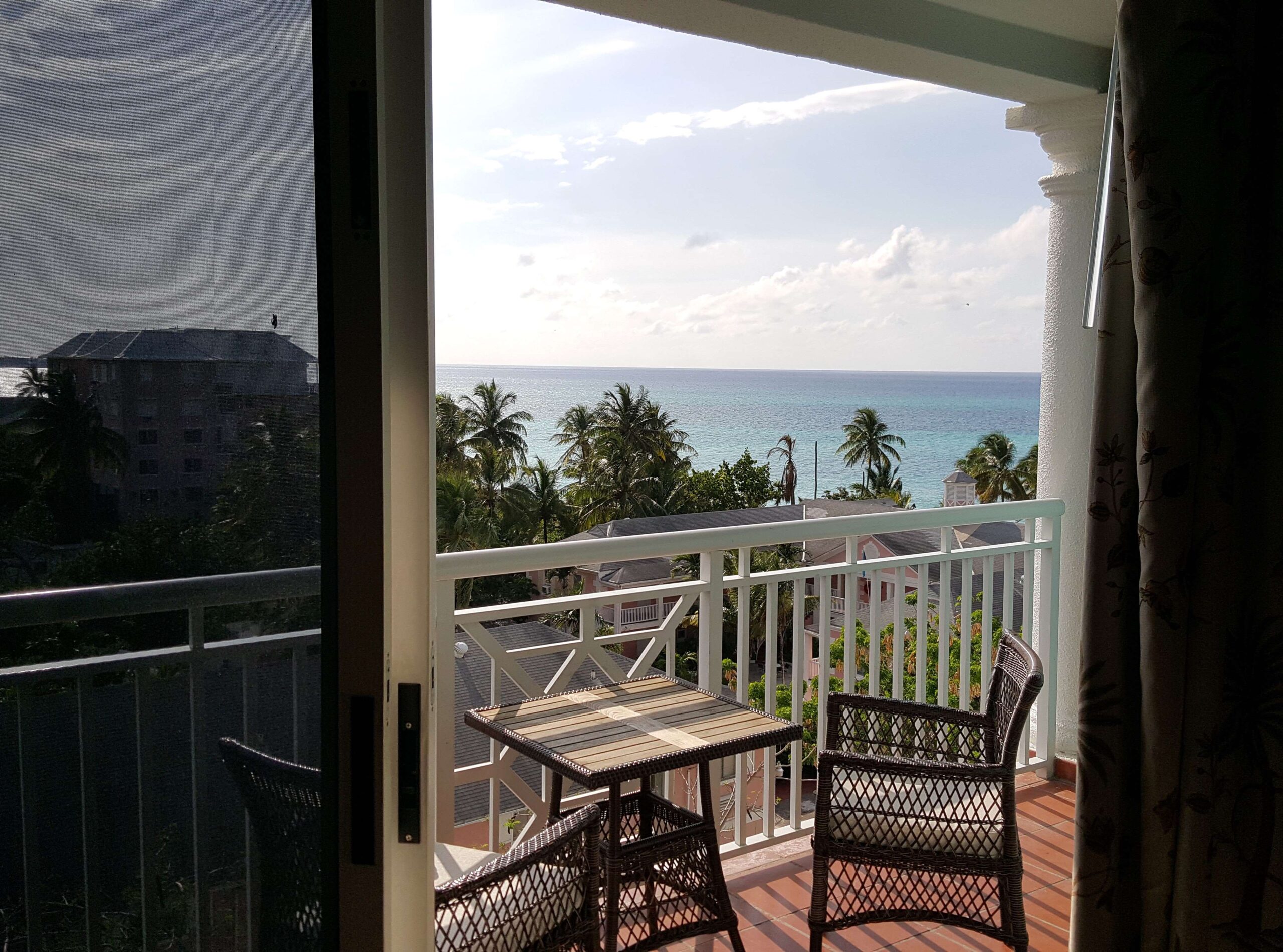 An ocean view from the balcony of room from Sandals Royal Bahamian