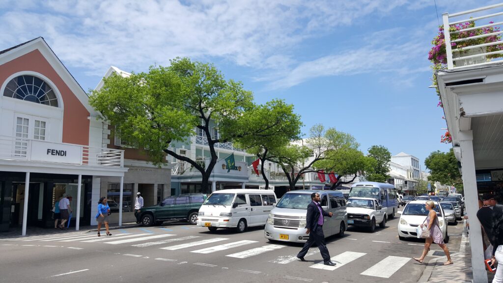 Luxury shops on Bay Street in Nassau