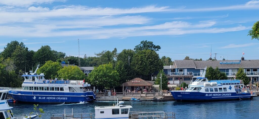 Two Blue Heron Boats for sightseeing.