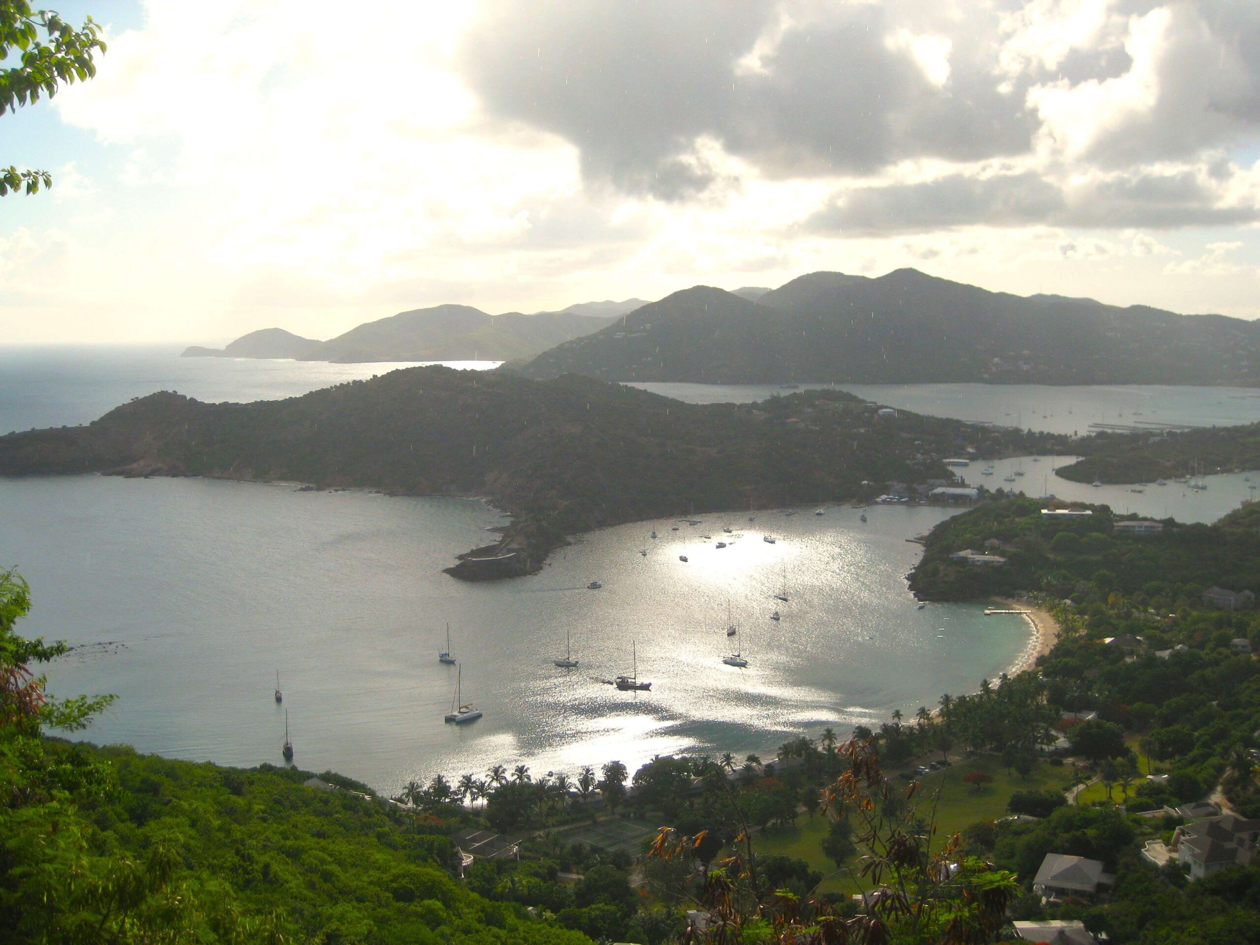 View from Shirley Heights, Antigua of harbour and mountains