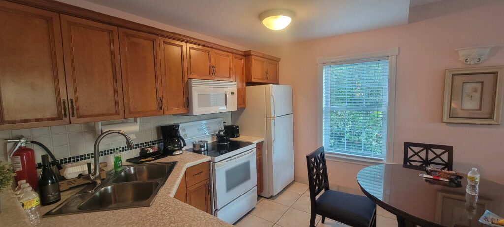 Kitchen from one-bedroom suite at Royal West Indies Resort, Turks and Caicos.