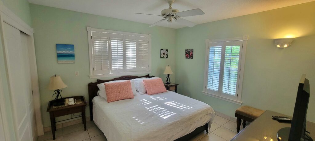 Bedroom from one-bedroom suite in Royal West Indies Resort, Turks and Caicos.