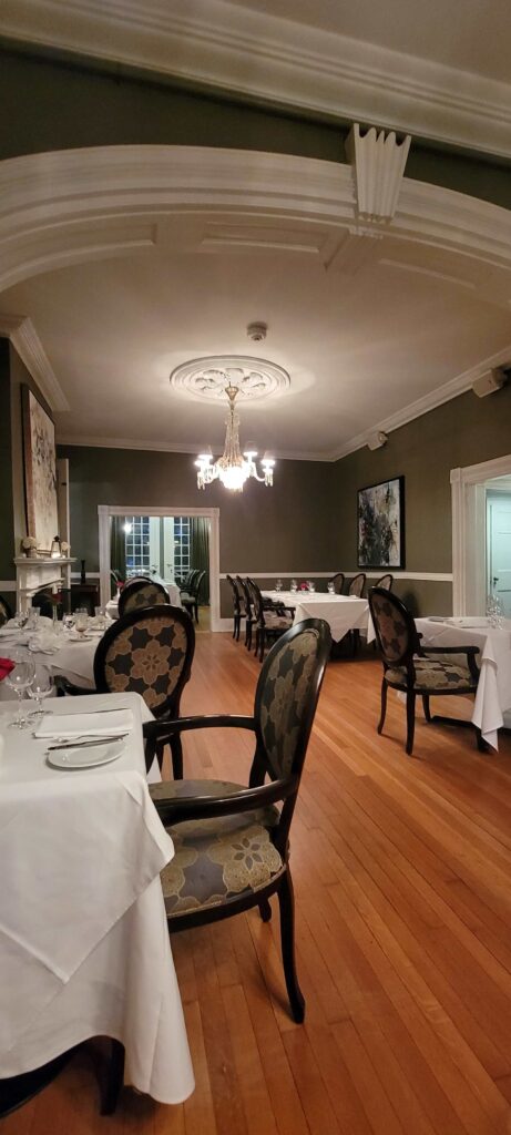 Dining room at The Charles Hotel in Niagara-on-the-Lake at Hob Nob onsite restaurant.