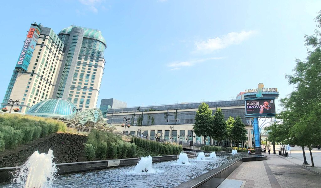 The exterior of Fallsview Casino in Niagara Falls, Ontario, Canada.