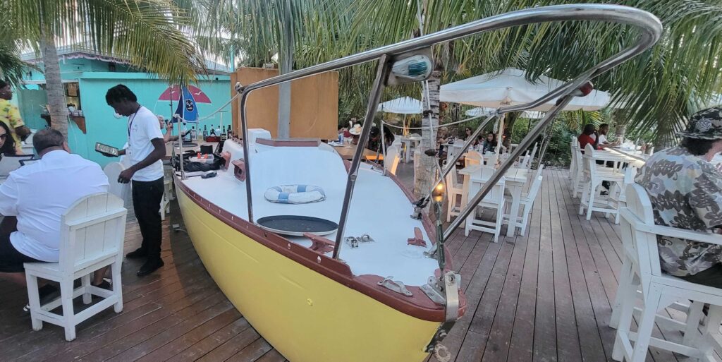 The "boat bar" at Castaways Conch Bar & Island Grill in Turks and Caicos.