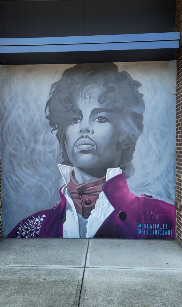 Mural of Prince in Nashville, Tennessee we stopped at during a Nashville Golf Cart Tour.