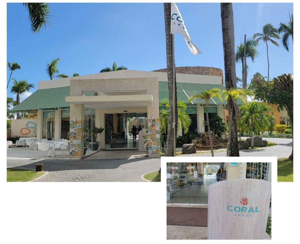 The exterior of the lobby for Coral Level at Iberostar Selection Bavaro Suites, exclusive for their guests.