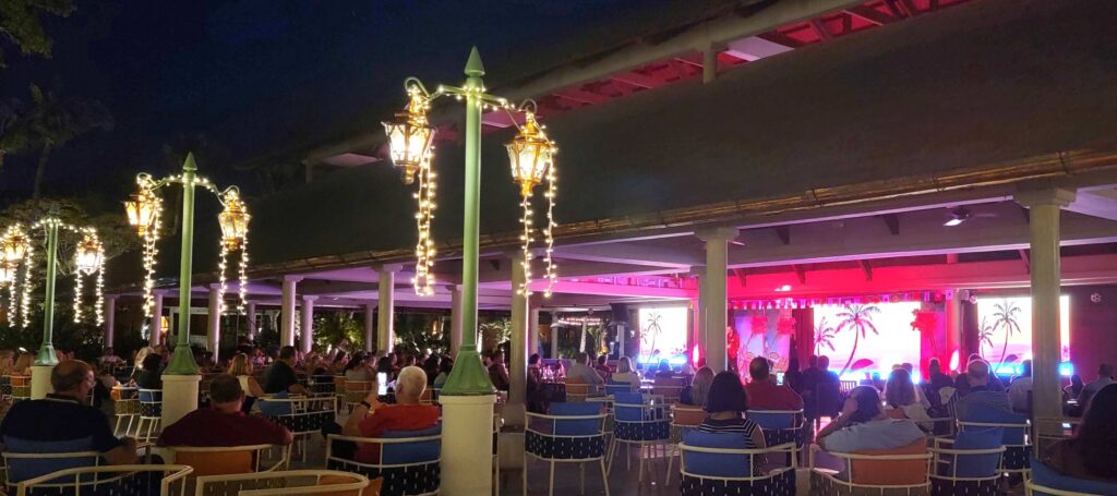 Guests watching entertainment at night at the theatre of Iberostar Selection Bavaro.