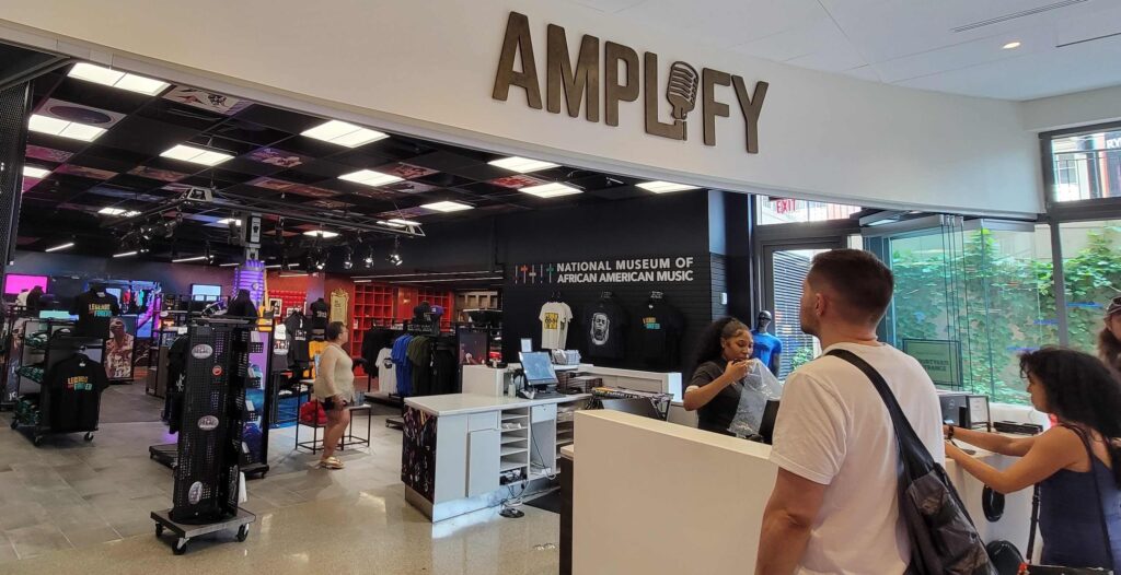 Entrance of the gift shop, Amplify, of the National Museum of African American Music