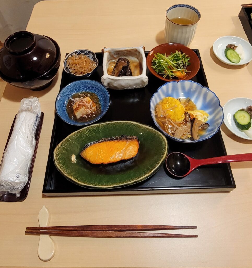 Our delicious traditional breakfast at Toshiharu Ryokan on our first morning.