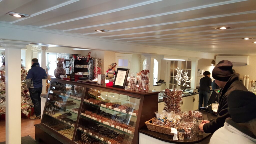 From our tour to Montmorency Falls, picture of the interior of the chocolate shop we stopped at.