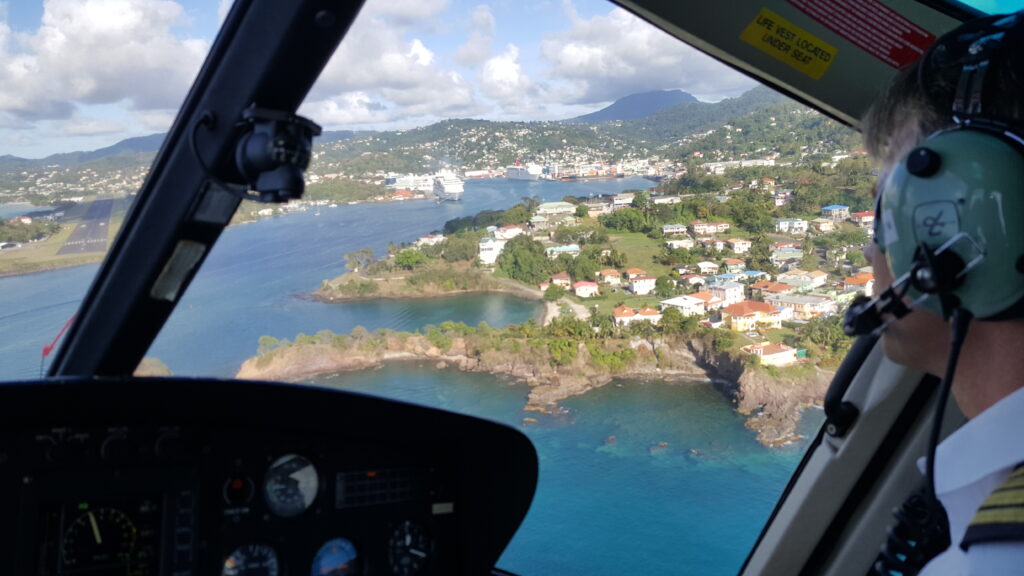 Aerial view, from our helicopter transfer from the airport, which also offers St. Lucia tours.