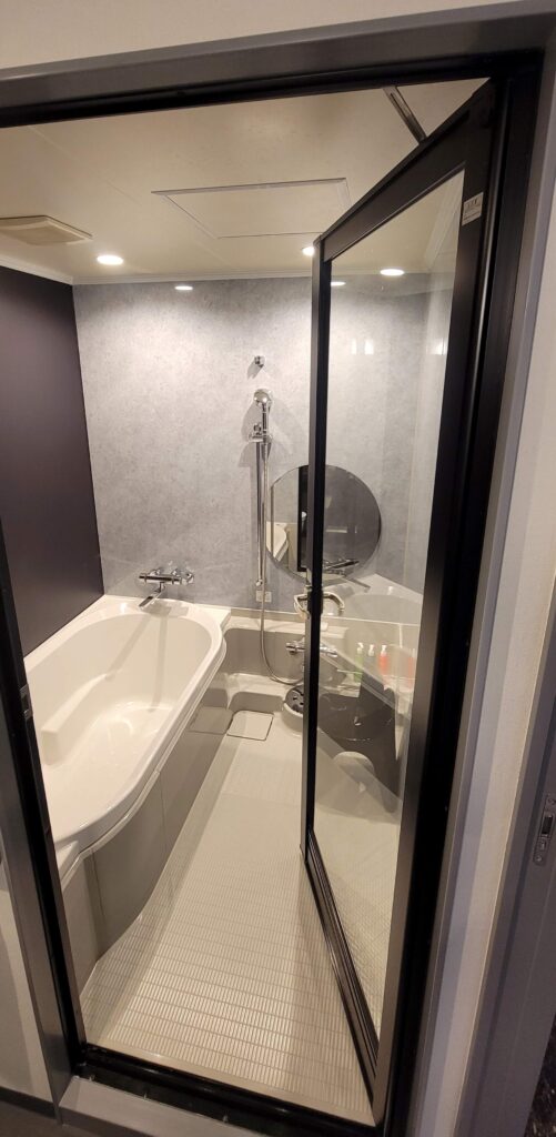 The bathing room in our Cross Superior Double Room at Cross Hotel Osaka.