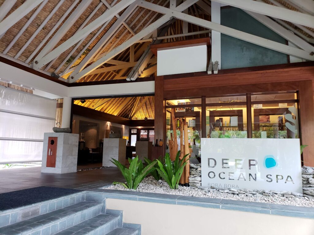 Entrance of Deep Ocean Spa at InterContinental Bora Bora & Thalasso Spa.