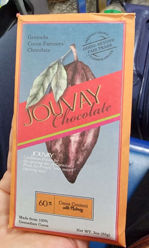 Jouvay Chocolate bar from Grenada with 60% cocoa content with nutmeg.